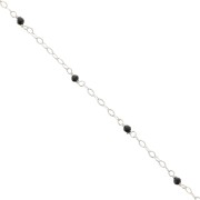 2mm 925 Sterling Silver filed cable chain - faceted gemstones - Black Onyx x50cm