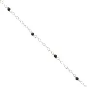 2mm 925 Sterling Silver filed cable chain - faceted gemstones - Black Onyx x50cm
