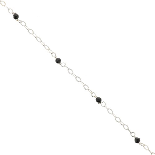 2mm 925 Sterling Silver filed cable chain - faceted gemstones - Black Onyx x50cm