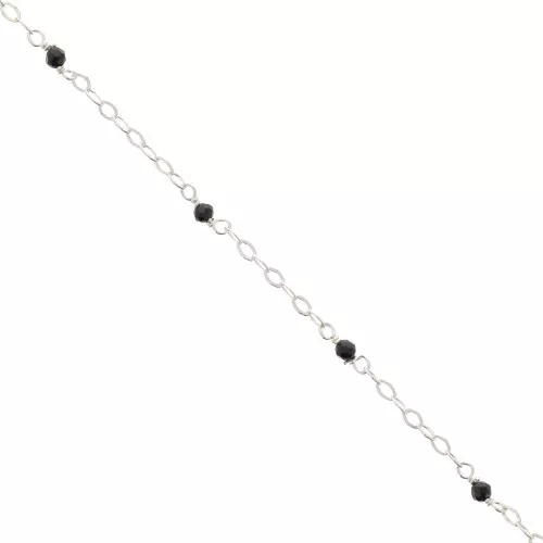 2mm 925 Sterling Silver filed cable chain - faceted gemstones - Black Onyx x50cm