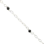 2mm 925 Sterling Silver filed cable chain - faceted gemstones - Black Onyx x50cm