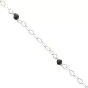 2mm 925 Sterling Silver filed cable chain - faceted gemstones - Black Onyx x50cm