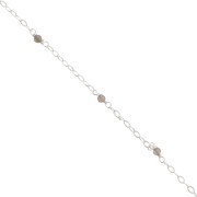 2mm 925 Sterling Silver Filed cable chain - faceted gemstones - Smoky Quartz x50cm|raw }}