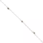 2mm 925 Sterling Silver Filed cable chain - faceted gemstones - Smoky Quartz x50cm
