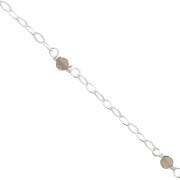 2mm 925 Sterling Silver Filed cable chain - faceted gemstones - Smoky Quartz x50cm