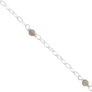 2mm 925 Sterling Silver Filed cable chain - faceted gemstones - Smoky Quartz x50cm