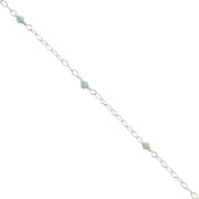 2mm 925 Sterling Silver Filed cable chain - faceted gemstones - Amazonite x50cm|raw }}