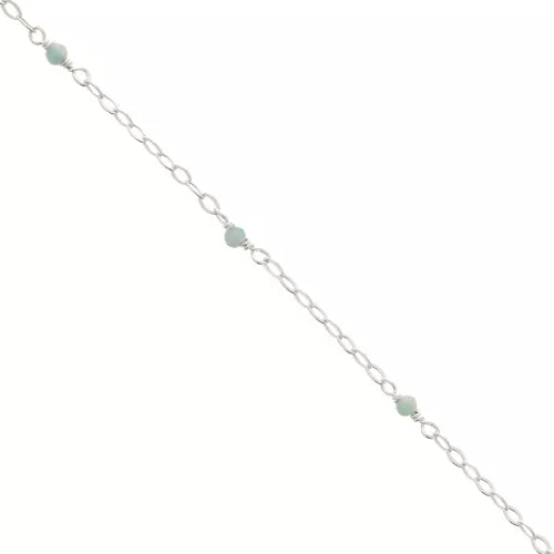 2mm 925 Sterling Silver Filed cable chain - faceted gemstones - Amazonite x50cm