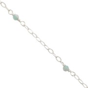 2mm 925 Sterling Silver Filed cable chain - faceted gemstones - Amazonite x50cm