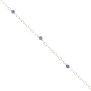 2mm 925 Sterling Silver Filed cable chain - faceted gemstones - Sodalite x50cm|raw }}