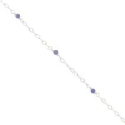 2mm 925 Sterling Silver Filed cable chain - faceted gemstones - Sodalite x50cm