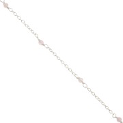 2mm 925 Sterling Silver cable mesh chain - faceted gemstones - Pink Quartz x50cm