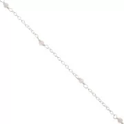 2mm 925 Sterling Silver cable mesh chain - faceted gemstones - Pink Quartz x50cm