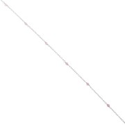 Trace chain with 2.5 mm faceted rose quartz beads - 925 Sterling Silver, 50 cm