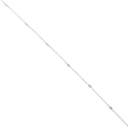 Trace chain with 2.5 mm faceted rose quartz beads - 925 Sterling Silver, 50 cm