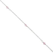 Trace chain with 2.5 mm faceted rose quartz beads - 925 Sterling Silver, 50 cm