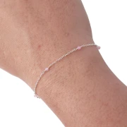 Trace chain with 2.5 mm faceted rose quartz beads - 925 Sterling Silver, 50 cm