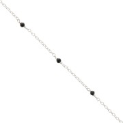 2mm 925 Sterling Silver cable mesh chain - faceted gemstones - Black Onyx x50cm