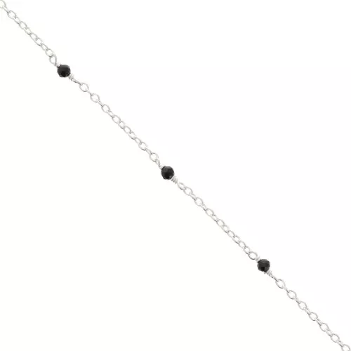 2mm 925 Sterling Silver cable mesh chain - faceted gemstones - Black Onyx x50cm