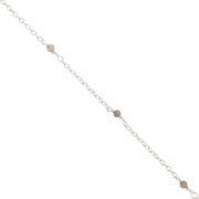 2mm 925 Sterling Silver cable mesh chain - faceted gemstones - Smoky Quartz x50cm|raw }}