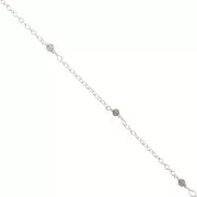 2mm 925 Sterling Silver cable mesh chain - faceted gemstones - Smoky Quartz x50cm