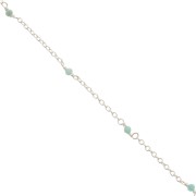 2mm 925 Sterling Silver cable mesh chain - faceted gemstones - Amazonite x50cm|raw }}