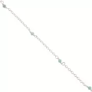 2mm 925 Sterling Silver cable mesh chain - faceted gemstones - Amazonite x50cm