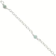 2mm 925 Sterling Silver cable mesh chain - faceted gemstones - Amazonite x50cm