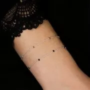 2mm 925 Sterling Silver cable mesh chain - faceted gemstones - Amazonite x50cm