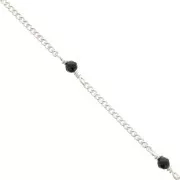 2mm 925 Sterling Silver Curb mesh Chain with faceted stones - Black Onyx x50cm