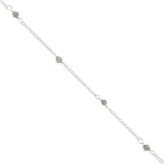 2mm 925 Sterling Silver Curb mesh Chain with faceted stones - Smoky Quartz x50cm
