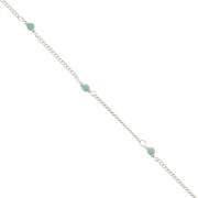 2mm 925 Sterling Silver Curb mesh Chain with faceted stones - Amazonite x50cm|raw }}