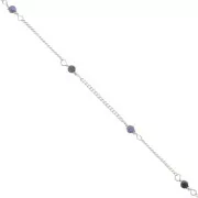 2mm 925 Sterling Silver Curb mesh Chain with faceted stones - Sodalite x50cm