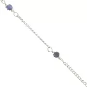 2mm 925 Sterling Silver Curb mesh Chain with faceted stones - Sodalite x50cm