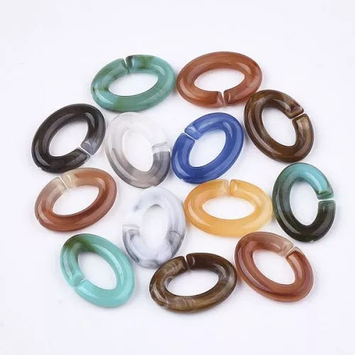 16x11mm Oval Links - Multicoloured Marbled x20