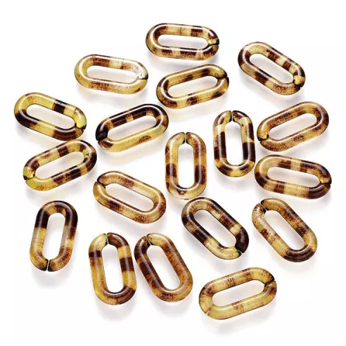 20x11mm Oval links - Tortoise shell - Brown - Black x10