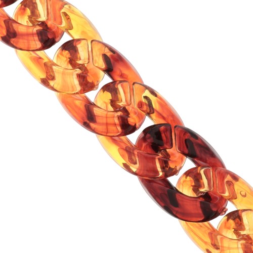 16.9mm Acrylic curb chain - Marbled Amber x1m