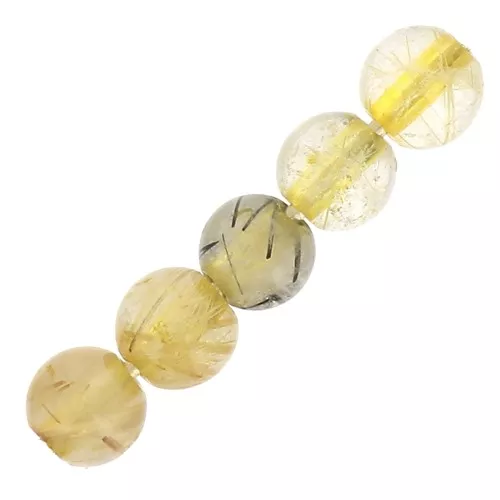 4mm Round gemstone beads - Yellow Quartz rutile x20