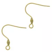 21mm 316L Stainless Steel earwires with open ring - Gold Tone x2