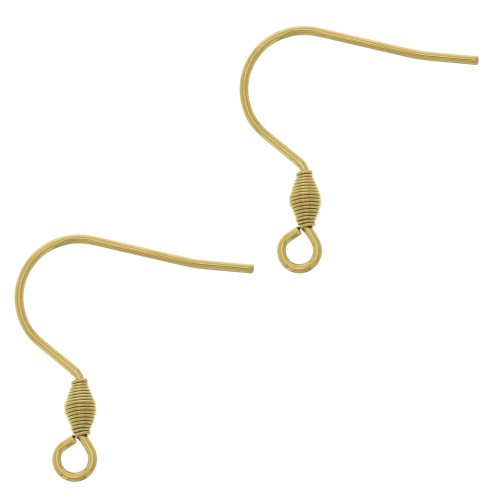 21mm 316L Stainless Steel earwires with open ring - Gold Tone x2