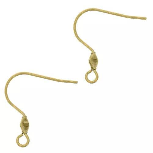 21mm 316L Stainless Steel earwires with open ring - Gold Tone x2