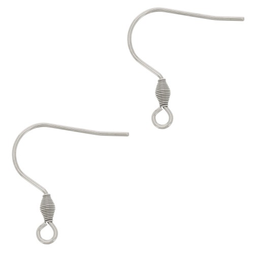 21mm 316L Stainless Steel earwires with open ring x2