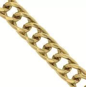 7.75mm 316L Stainless Steel Curb Mesh Chain - Gold Tone x50cm