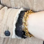 11.9mm 316L Stainless Steel cable Mesh Chain - Gold Tone x50cm