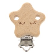 50x37mm Wodden Removable clip for dummy holder - Star - Natural x1