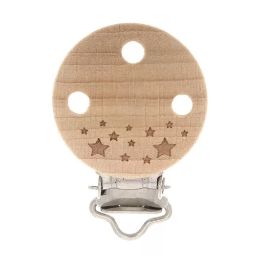 43x30mm Wodden Removable clip for dummy holder - Round - Natural x1