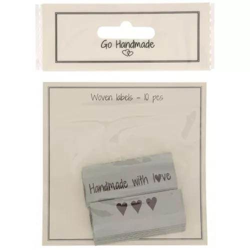 50x11.5mm Set of 10 double-sided woven labels - Handmade with love Grey x1