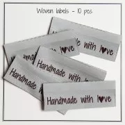 50x11.5mm Set of 10 double-sided woven labels - Handmade with love Grey x1