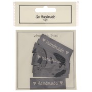 50x15mm Set of 10 woven sew-on labels - Handmade - Dark grey - Beige x1|raw }}