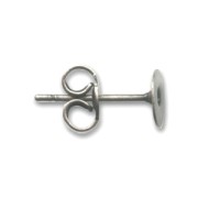 Flat pad earstuds 6mm Old silver tone x4